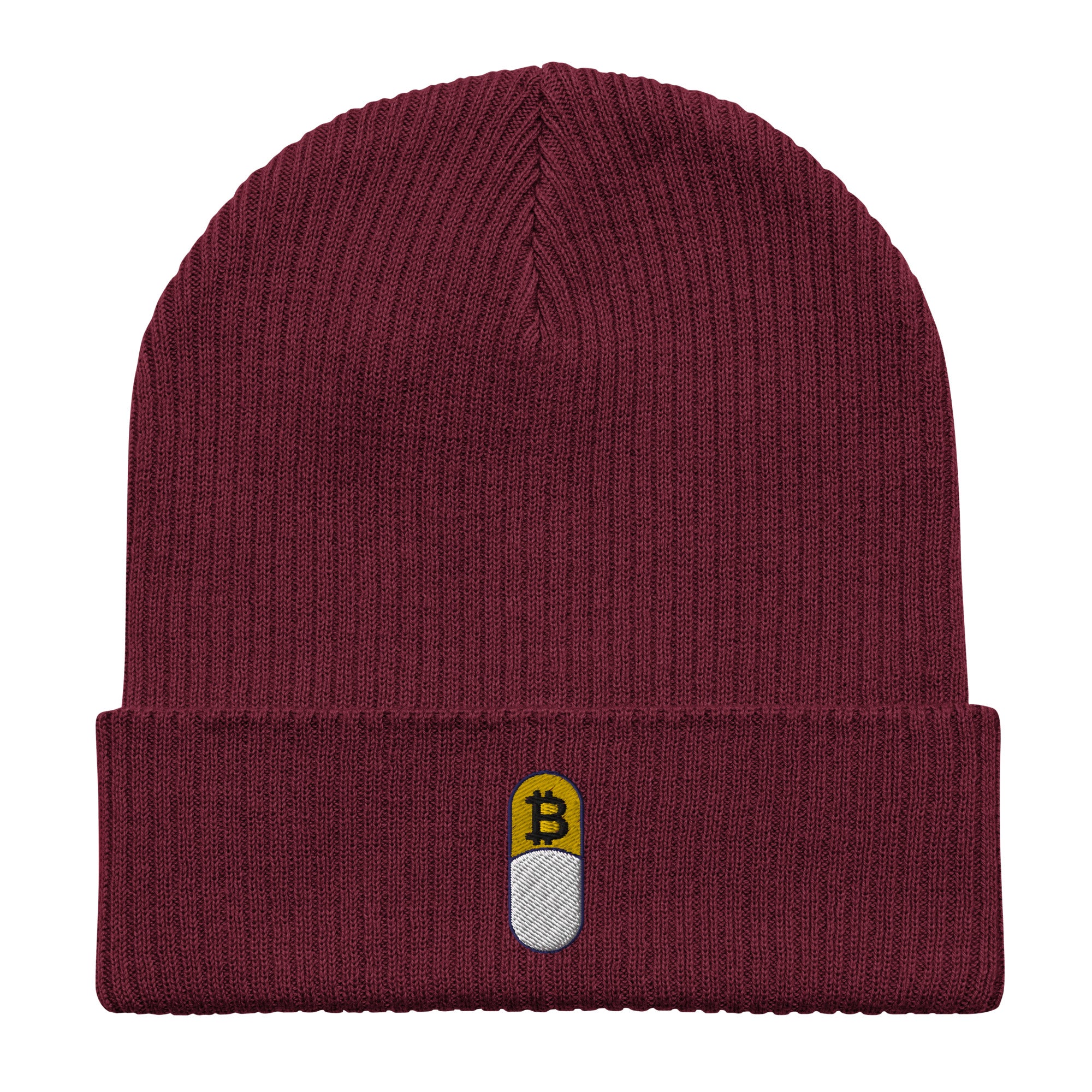 Bitcoin Beanie Hat Burgundy