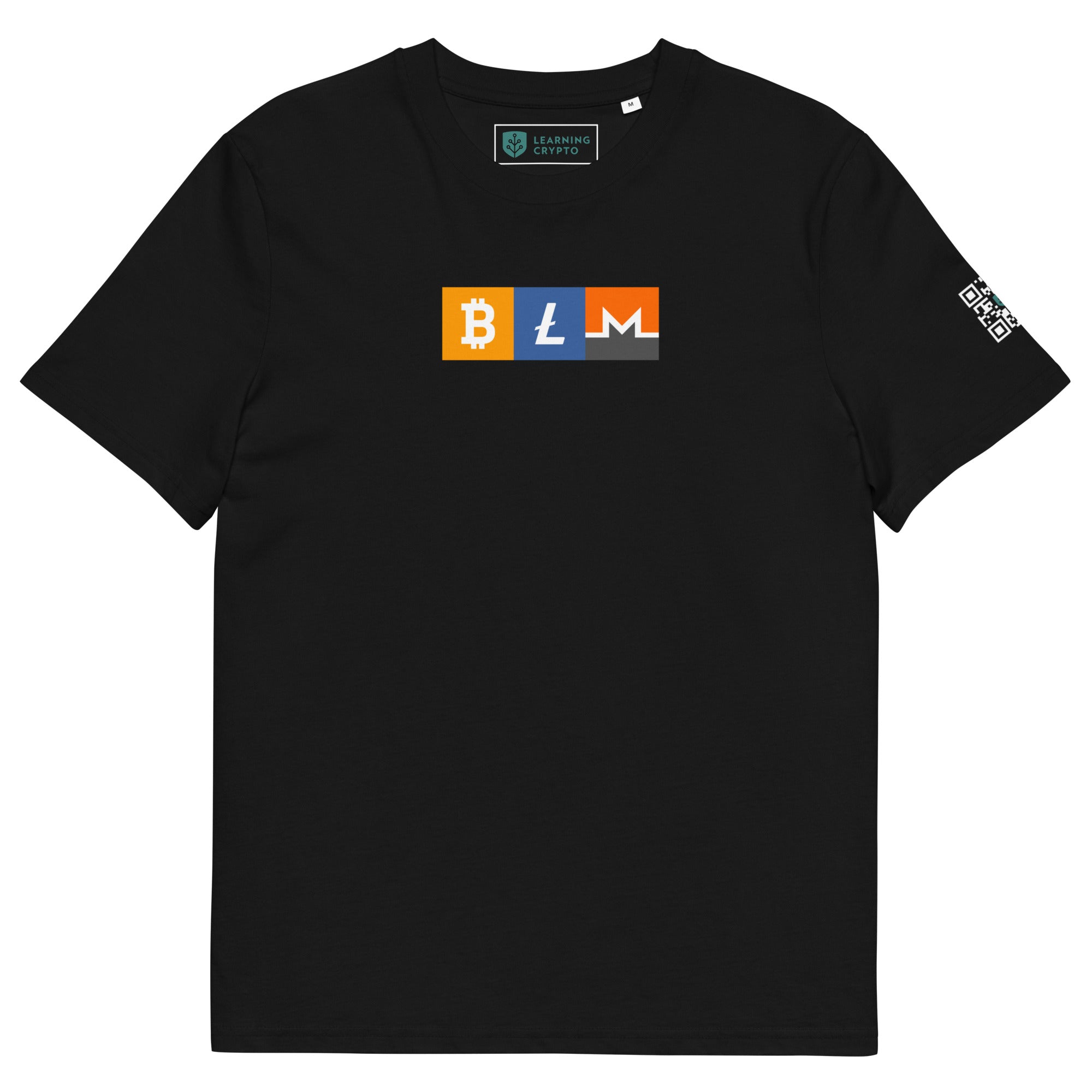 BLM Crypto T-Shirt Featuring Bitcoin, Litecoin & Monero Black