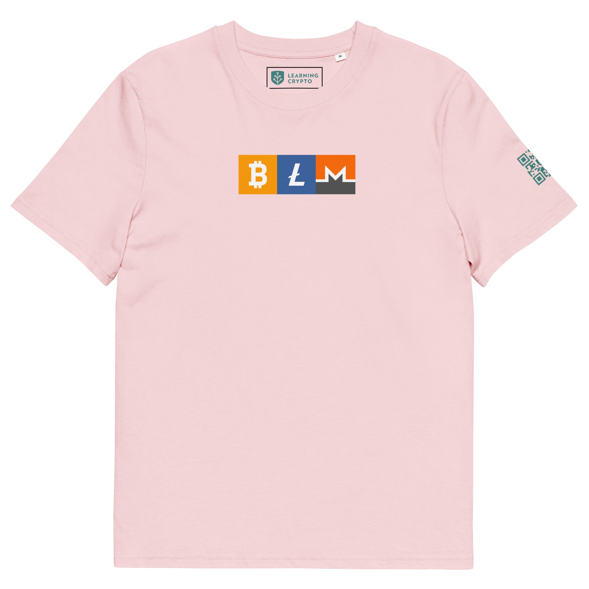 BLM Crypto T-Shirt Featuring Bitcoin, Litecoin & Monero Pink