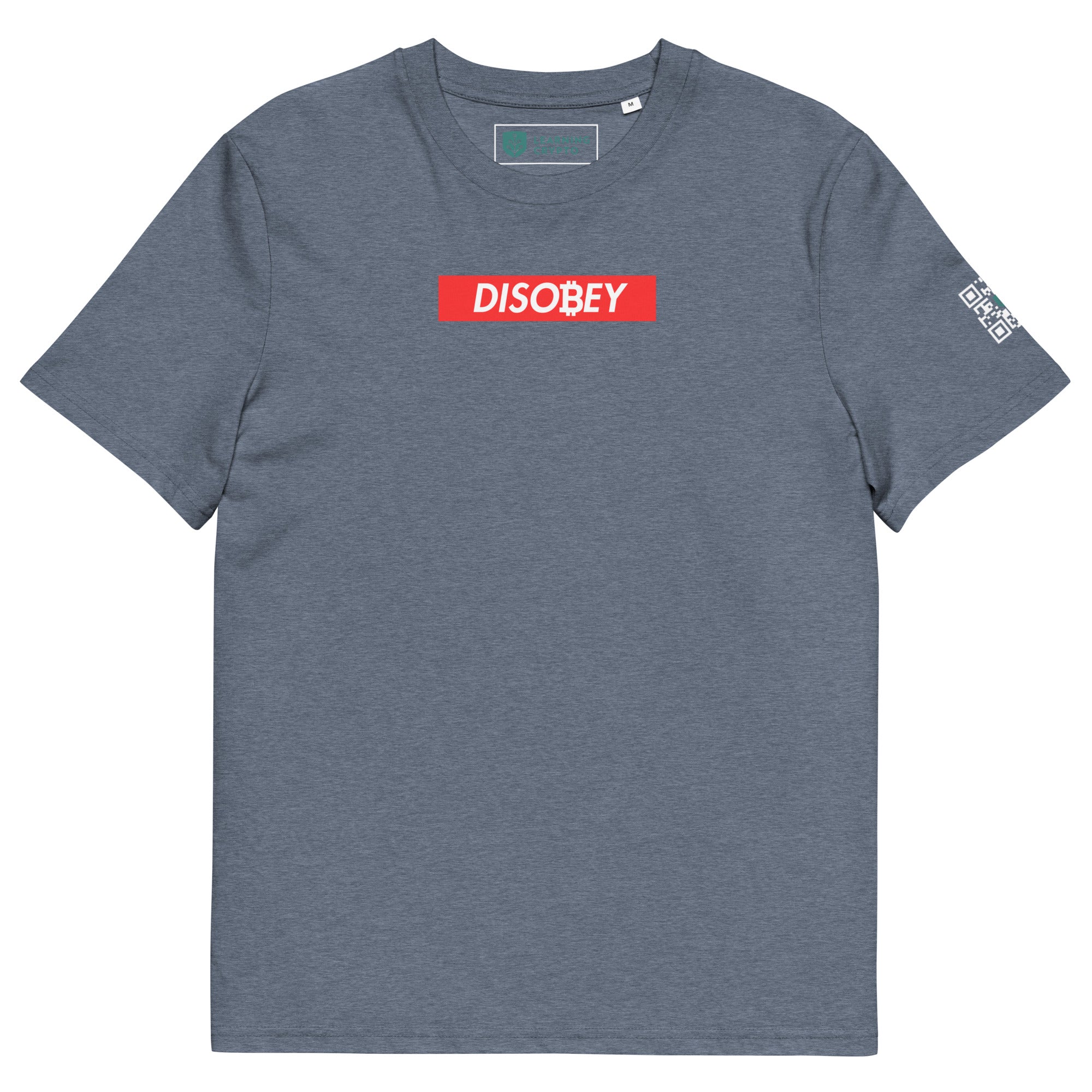 &quot;DISOBEY&quot; Bitcoin T-Shirt Dark Heather Blue