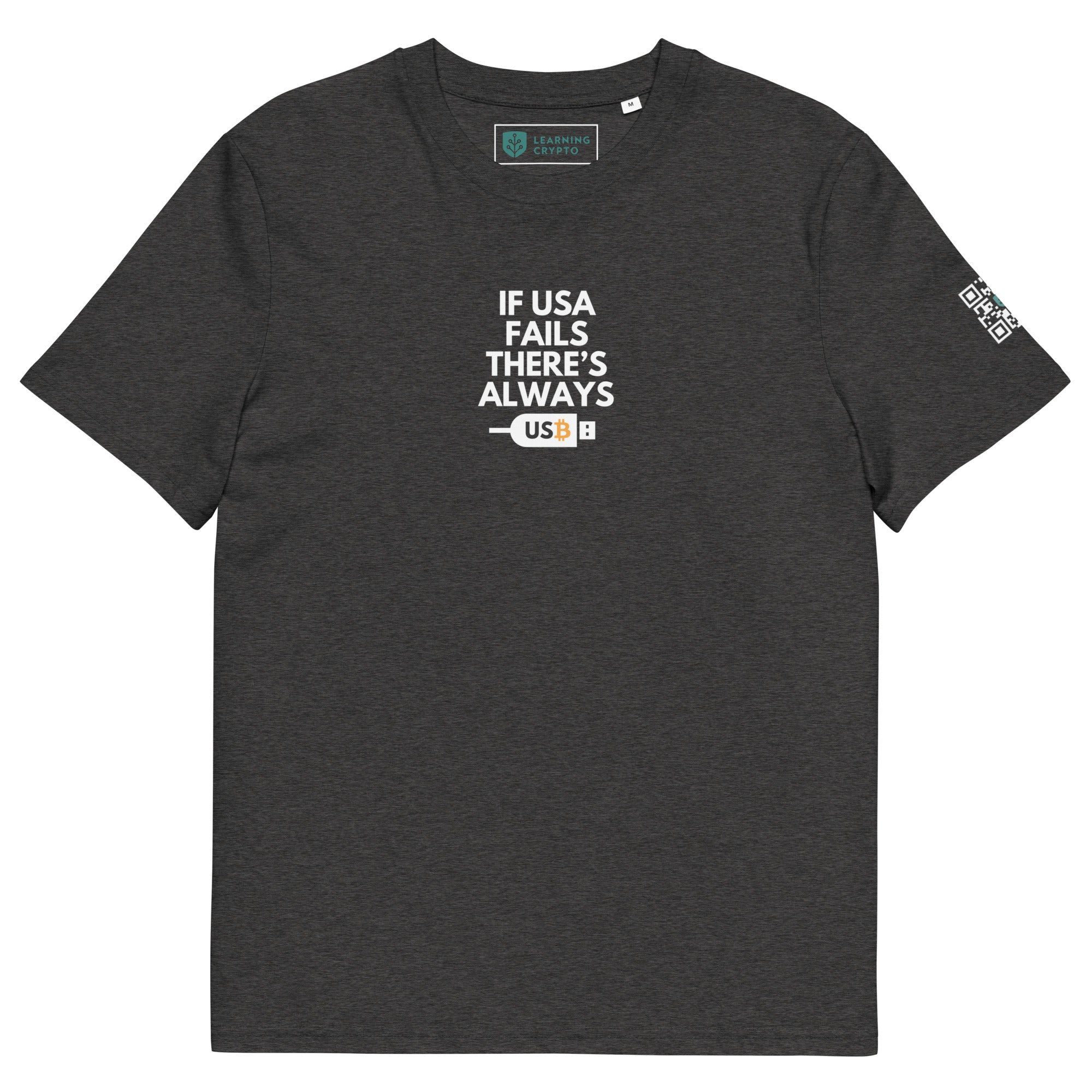 "If USA Fails, There's Always USB" T-Shirt Dark Heather Grey