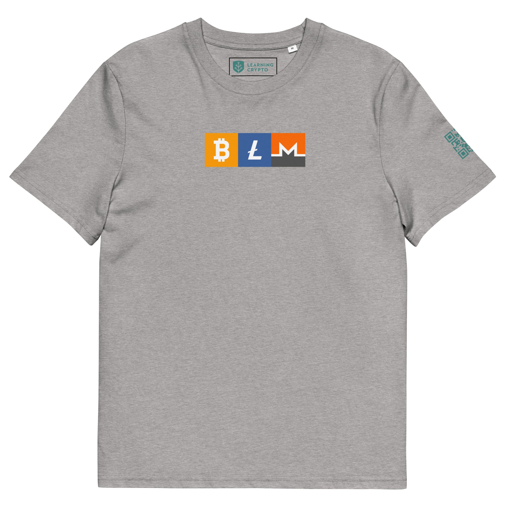 BLM Crypto T-Shirt Featuring Bitcoin, Litecoin & Monero Heather Grey