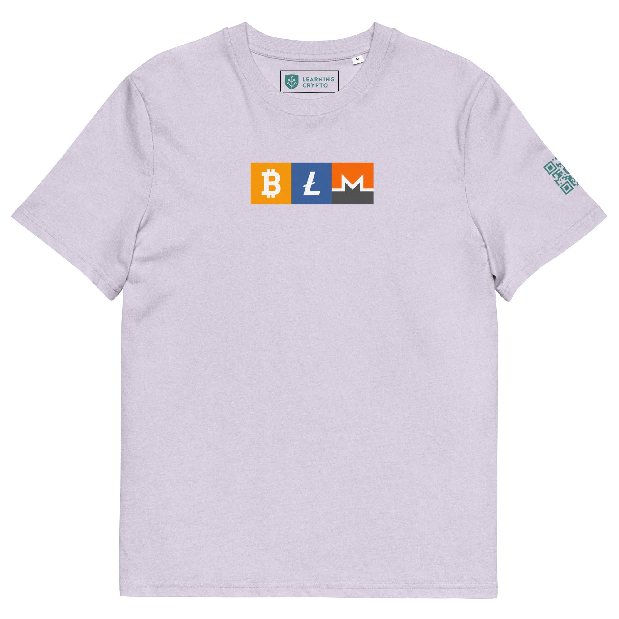 BLM Crypto T-Shirt Featuring Bitcoin, Litecoin & Monero Lavender